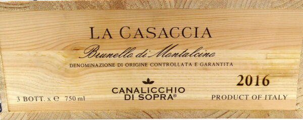 Cassa originale 3 bottiglie Brunello di Montalcino La Casaccia Canalicchio di Sopra 2016 - immagine 3