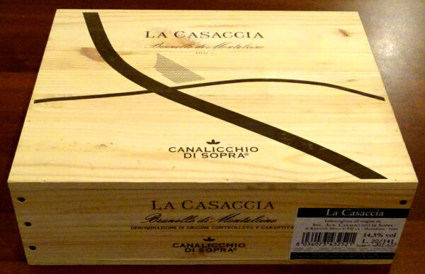 Cassa originale 3 bottiglie Brunello di Montalcino La Casaccia Canalicchio di Sopra 2016